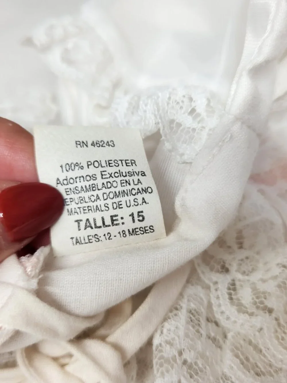 Vintage Baby 12-18 Months Bonnet Tie Lace Trim Cap Hat